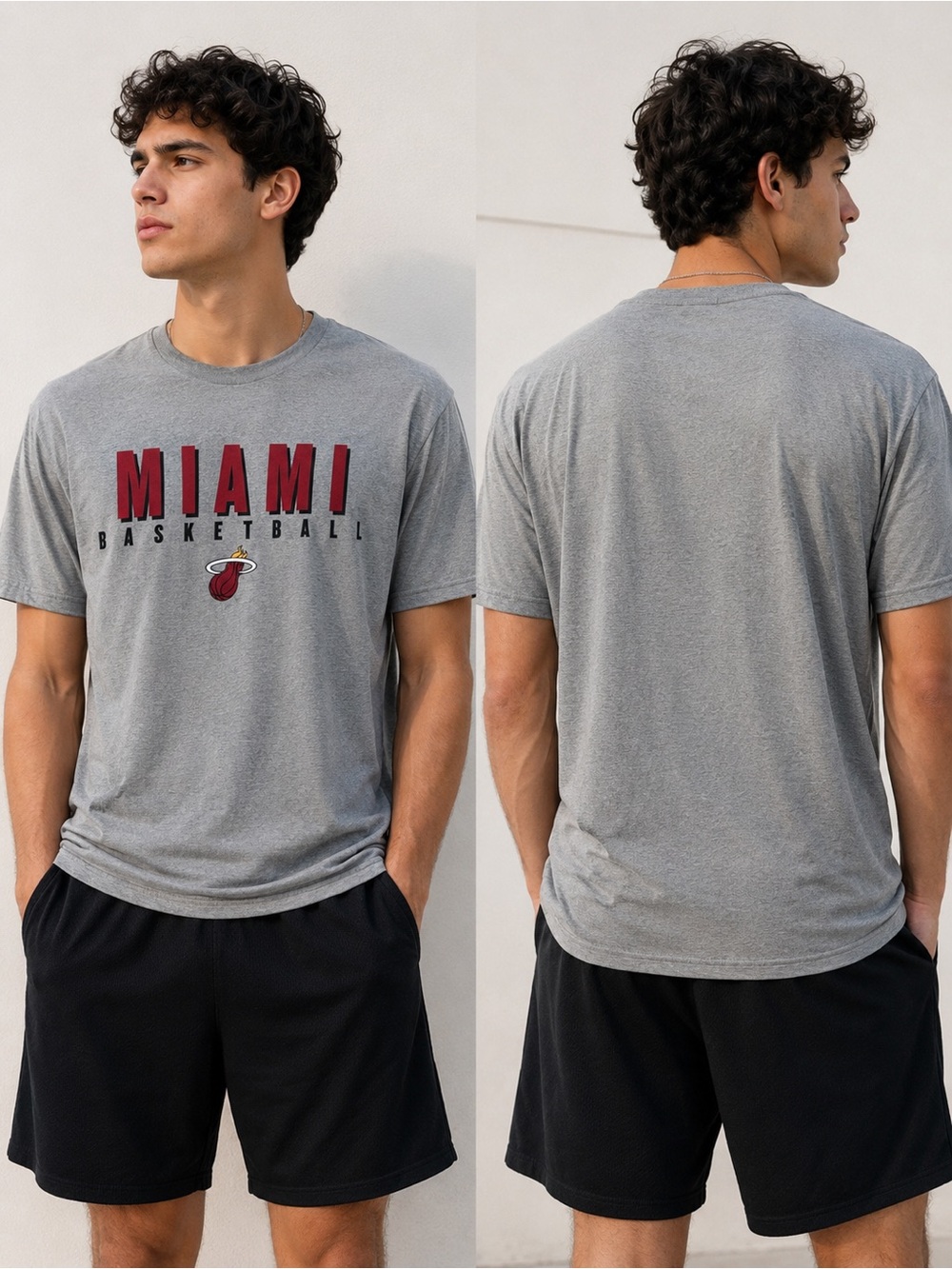 Miami Heat Basketball Graphic T-Shirt Gray NWT Men’s XL NBA Crew Neck Tee